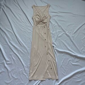 SHEIN Elegant Beige Sleeveless Dress